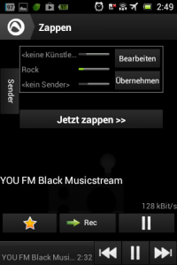 Screenshot: Audials - Radio + Musik Sync - Zapping