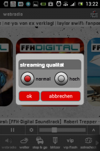 Screenshot: PlanetRadio - Streaming-Qualität