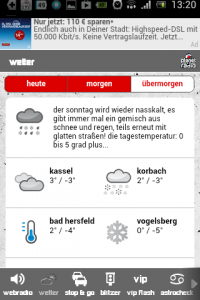 Screenshot: PlanetRadio - Wetteransicht