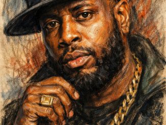 Eine farbige Kohlezeichnung von Talib Kweli (KI-Art)