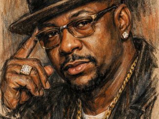 Eine farbige Kohlezeichnung von Bobby Brown (KI-Art)