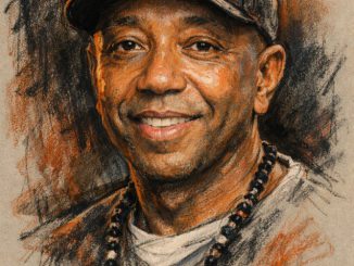 Eine farbige Kohlezeichnung von DefJam-Gründer Russell Simmons (KI-Art)