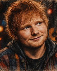 Farbige Kohlezeichnung von Ed Sheeran (Ki-Art)
